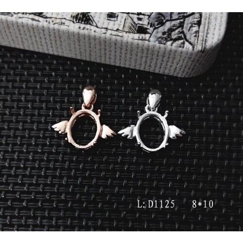 925 Silver Angel Wings Pendant Sterling Silver Pendant Base Tray Semi Mount Gemstone Pendant Jewelry DIY