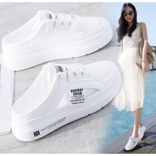 Half Slippers Women Summer New Breathable Mesh Womens Shoes Fashion Casual Style Outer Wear Semi-supporting Womens Shoes 18
