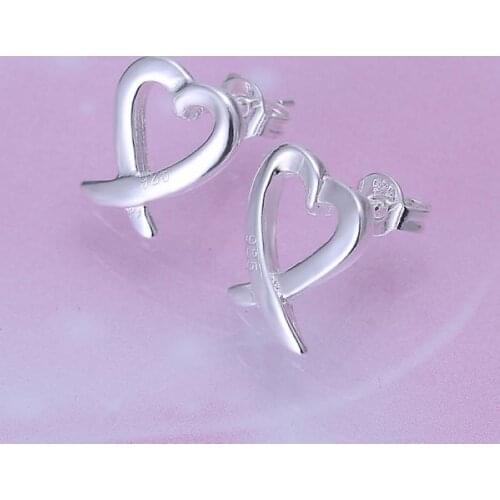 Stud cross heart lovely nice valentine gift fashion women silver color party Earring Jewelry free shipping factory price E055