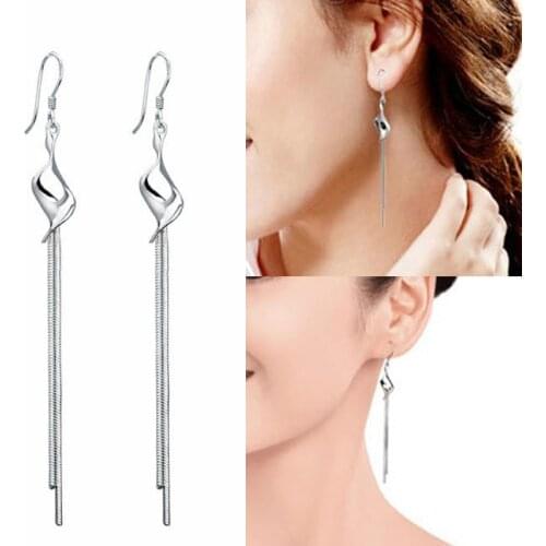 New Silver Color Korean Sale Fashion Twisted Tassel Version Earrings Exaggerated Mildly Earrings Women Jewelry Accessories