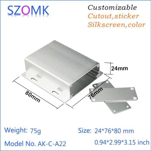SZOMK customized extrusion aluminum material connecting Aluminum pcb instrument box case black project housing diy 24*76*80mm