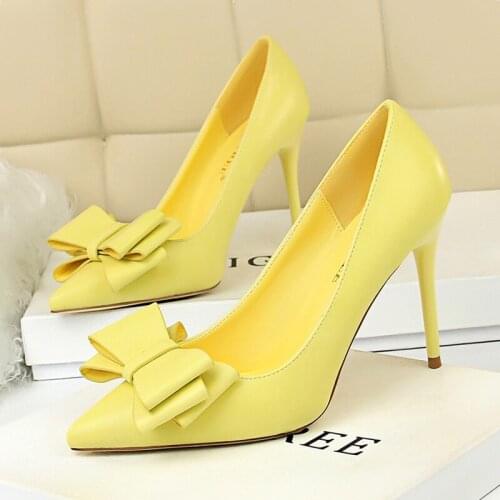 Butterfly-knot Shoes Women Pumps High Heel Shoes For Women Party Pumps Shoes On Heels 10cm Pointed Toe Female Stiletto Thin Heel