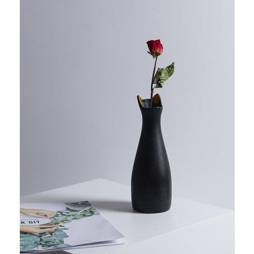 Flower Vase Ornament Gift Desktop Decor Cat-ear Shaped Creativity Soft Outfit Black White Simplicity Frosted Ins Centerpieces