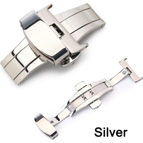 High Quality 316L Stainless Steel Butterfly Buckle Double Push Button Fold Watch Buckle for Watchstrap 12mm 16mm 18mm 20mm 22mm