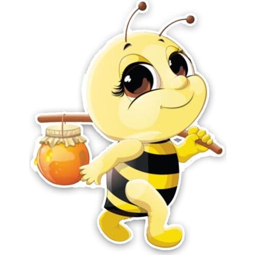 Funny Cute Bee Carrying Honey Cartoon Graphics Colorful Car Stickers Pvc Fashion Covering Scratches Car Decal 11.2cm14.6cm