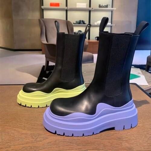 2021 Designer Brand Chunky Platform Chelsea Boots Women Street Style Elastic Band Ankle Boots For Women INS Fashion Spring New