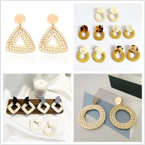 Creative circle weave earrings big feminine earrings woven resin big retro drop earrings celebrity women jewelry gifts