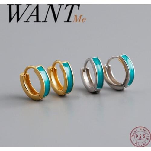WANTME New Arrival Real 925 Sterling Silver Green Dripping Simple Ear Buckle for Women Trendy Chic French Style Earrings Jewelry