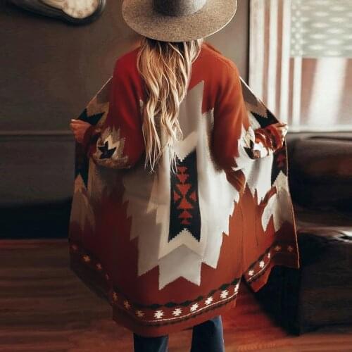 AYUALIN Bohemia Ethnic Long Sleeve Cardigan For Women Coat Vintage Boho Spring Autumn Outerwear Casual Female Jumper 2020