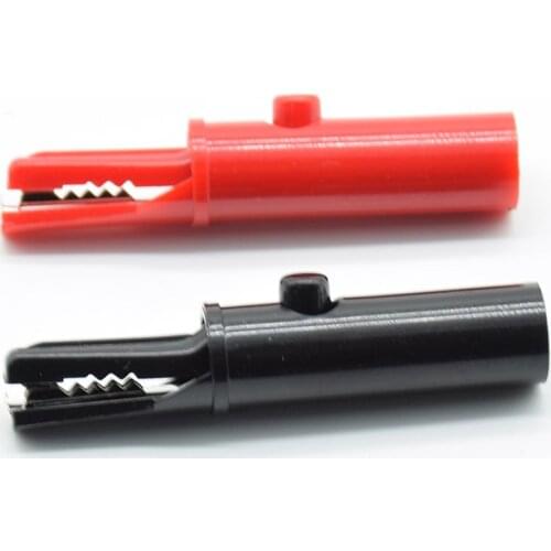 2 Pcs 4mm red black Push Button Type Full Protective Alligator Clips For Professional Multimeter COMPLY HIRSCHMANN AK10