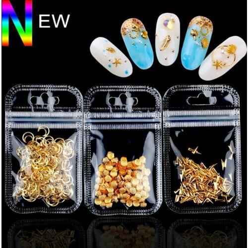 3D Metal Rivets Frame Nail Art Decoration Seashell Oval Rose Gold Silver Studs Beads Crystal Jewelry Nail Polish Accessories