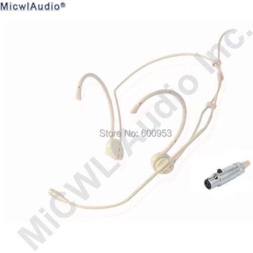 Beige Head Wearing Headset Headworn Microphone Hyper Cardioid Mic For AKG Samson Gemini Wireless BodyPack Transmitter