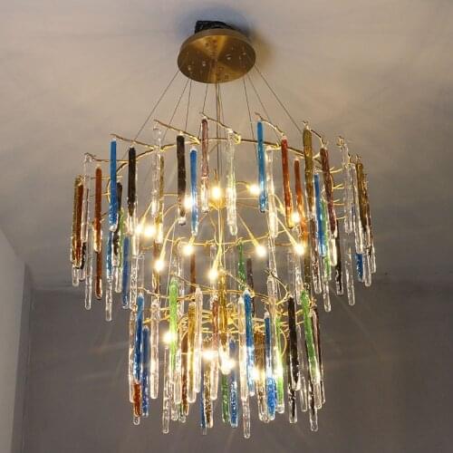 Boutique postmodern golden brown spiral glass fashion designer bedroom simple dining room model room copper chandelier