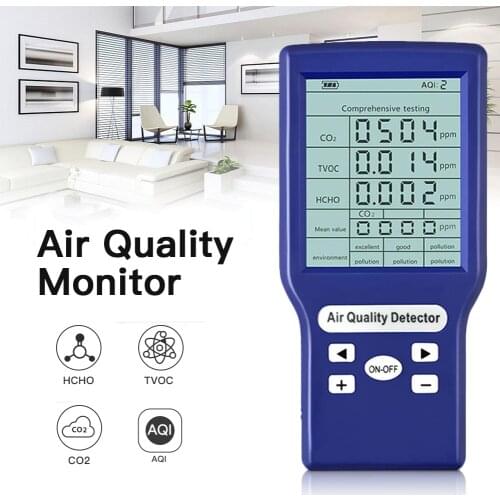 LCD Digital Air Quality Monitor Formaldehyde HCHO TVOC CO2 Detector Tester Precision Self-Monitoring Indoor Household air Tester