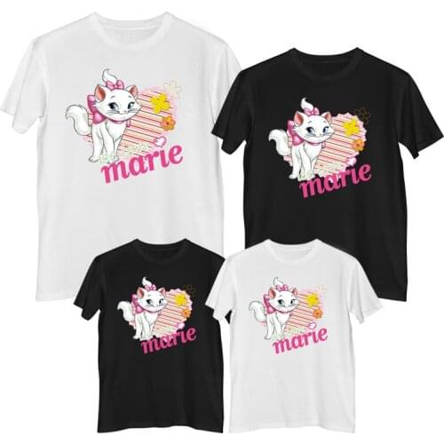 Disney The Aristocats Marie Cat T-shirt Comfortable 100% cotton Fashion Woman T-shirts Clothes girl matching clothes sets Tops