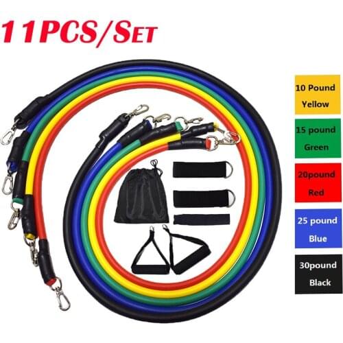 11pcs/Set Elastic Fitness Resistance Bands Crossfit Training Men Exercise Women Yoga Tubes Pull Rope Rubber Expander Bands