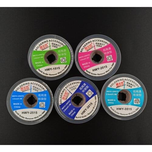 ESPLB 5pcs/Lot 1.5M 5FT 1.5/2.0/2.5/3.0/3.5mm Desoldering Wire Wick Suction Tin Braid Wire for PCB Tin Remover Welding Tool