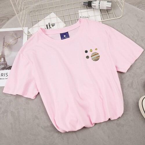 Harajuku Graphic Planet Tshirt Cotton Oversized Shirts Girls Soft Goth Aesthetic Women Summer Unisex Blouses Short Sleeve Tees