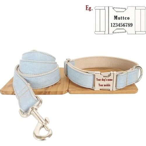 Hot Sale Light Jean Denim Leash Dog Collar Chain Cat Rope Belt Adjustable Pet Collar Traction Rope Set Pet Accessories For Dogs
