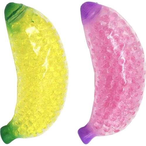 TPR Squeeze Fidget Toys Fruit Banana Soft Bead Bubbles Vent Ball Stress Relief Decompression Toys for Children Adults