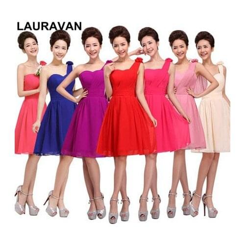 Modest red royal blue short bridesmaid 2020 yellow dark purple hot pink blue orange brides maid dresses dusty rose dress