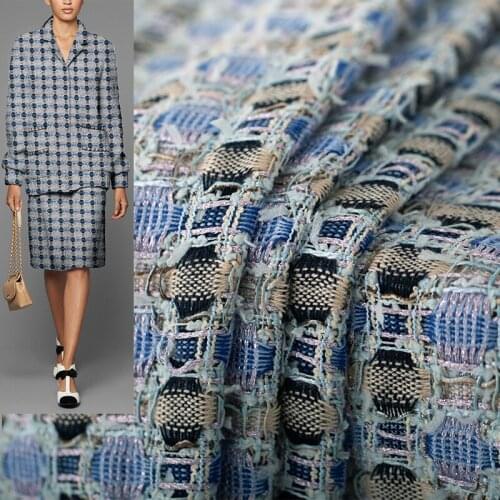 Red Raspberry Blue Purple Plaid Tweed Fabrics Garment Materials Autumn Women Dress Coat DIY Sewing Cloth Tailor Freeshipping