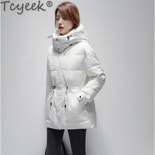 Tcyeek 90% White Duck Down Jacket Winter Coat Women Warm Hooded Korean Overcoat Womens Jackets Casual Abrigos Para Mujer SQQ463