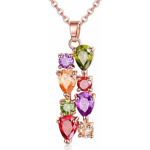 Hot / Charm Colorful CZ Necklace Pendants Personalized Fashion Necklace Jewelry For Women Accessories Girlfriend Gift