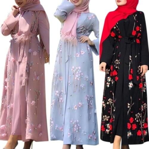 Muslim Dress musilm Fashion abaya islamic Womens Wear Three-Dimensional Embroidered Cardigan Temperament Elegant Dress