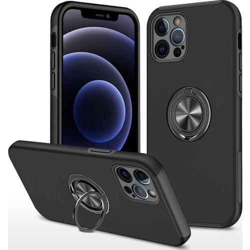 Soft Silicone Phone Case For iPhone 12 8 7 6 6S Plus X 5S SE 2020 XR 11 12 Pro XS MAX Magnet Ring Holder Back Half-wrapped Cases