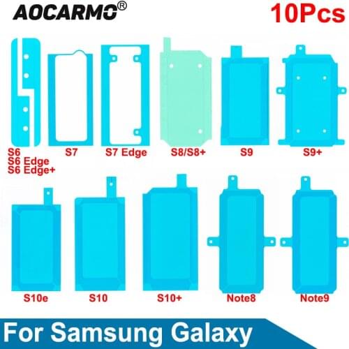Aocarmo 10Pcs/Lot For Samsung Galaxy S6 S7 Edge Note 8 9 S8+ S7 S8 S9 S10 Plus S10e Battery Adhesive Glue Sticker Waterproof