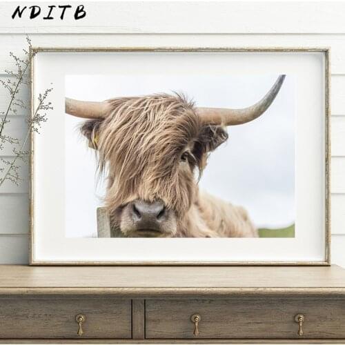 NDITB Highland Cow Wall Art Canvas Painting Animal Posters and Prints Nordic Decoration Wall Pictures for Living Room Home Decor