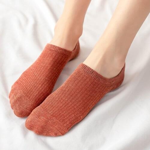 Wholesale Summer Socks Cool Woman Simple Solid Color Striped Harajuku No Show Socks Thin Soft Breathable Low Top Ankle Socks