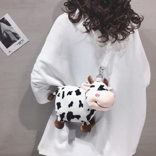 2020 New arrival Cute Plush Cow Crossbody Bags Cartoon Lovely Shoulder Handbags Animal Toy Women Crossbody Bag