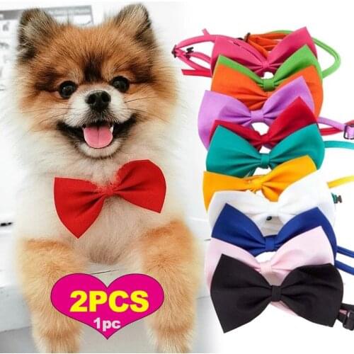 Pet Dog Cat Necklace Adjustable Strap for Cat Collar Dogs Accessories Pet Dog Bow Tie Puppy Bow Ties Dog Pet Supplies 1/2Pcs