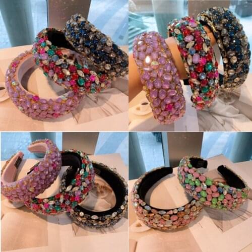 2021 Crystal Rhinestone Headband for Women Girl Hair band Bling Bling Rhinestone Bejewelled Padded Headbands Hair Accessories