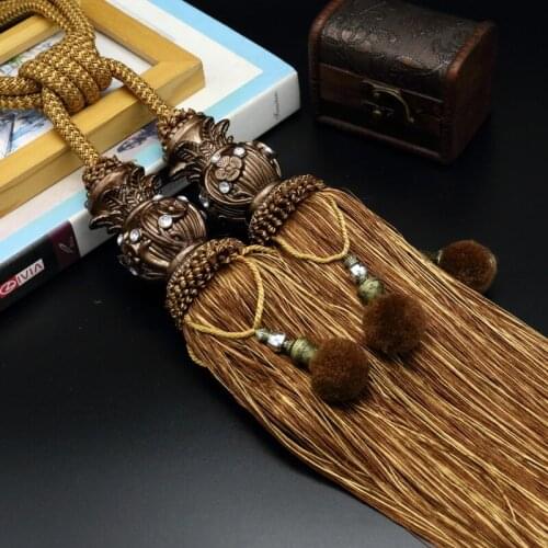 Modern Simplified European Yangmei Ball Double Ball Hanging Ball Tassel Hanging Ball Tied Ball Curtain Bandage Rope Lace-up