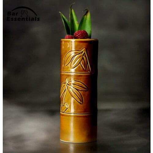 Tiki Mugs Cocktail Cup Beer Beverage Mug Wine Mug Ceramic Bamboo Leaves Tiki Mug 400ml Bar Tool