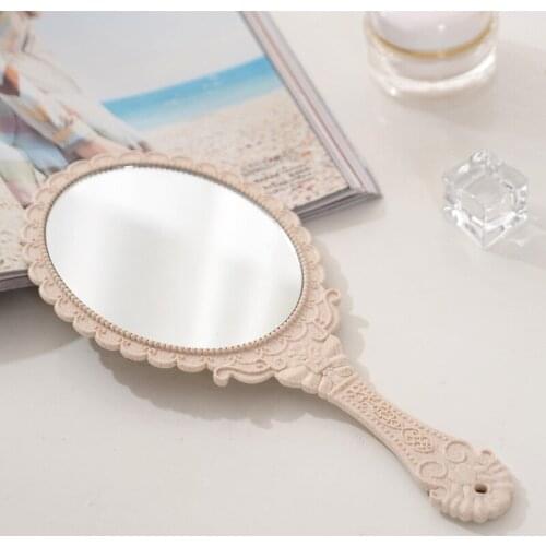 Vintage Vanity Mirror Carved Handheld Makeup Mirror Handle SPA Salon Cosmetic Portable Mirror Makeup Tools