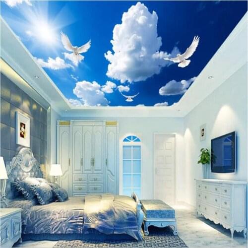 YOUMAN Custom Photo Wallpaper 3D Stereo Mural White Pigeon Clouds Wall Paper For Living Room Wallpaper TV Background Home Decor