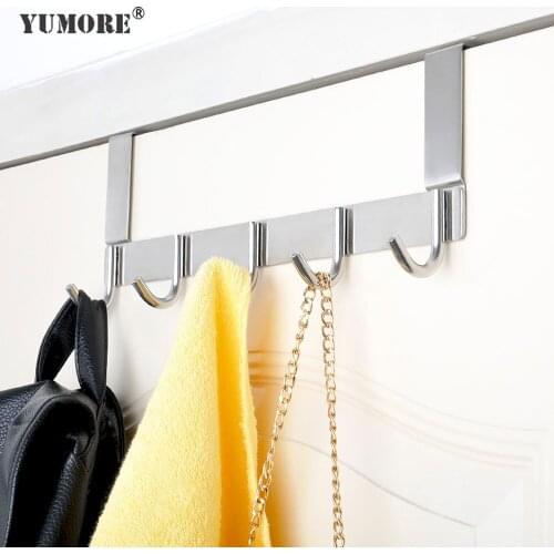 YUMORE 3-8 Hooks Over Door Hooks Heavy Duty 304 Stainless Steel Door Hanger Hat Clothes Towel Home Storage Tools