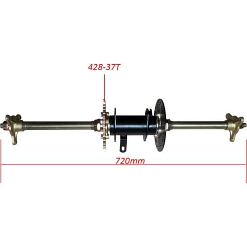 720mm Rear Axle Assy with 428# 37T Sprocket 160mm Brake Disc UCP204 Bearing M8*3 Wheel Hub Fit for DIY UTV ATV Buggy Bike Parts