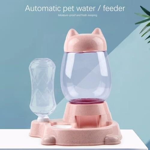Grain Bucket With Bottle Pet Automatic Feeder Dog Cat Drinking Bowl For Dogs Water Drinking Feeder Large Capacity Pet Dispenser