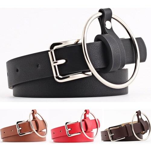Women Classic Pin Buckle Belts With Circle Metal Belt Jeans Waistband BLTYN0338