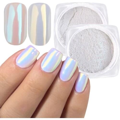 1g Pearl Nail Glitter Shell Powder Aurora Shimmer Chrome Pigments for Manicure Mirror Polishing Decoration Dust NFB01-07