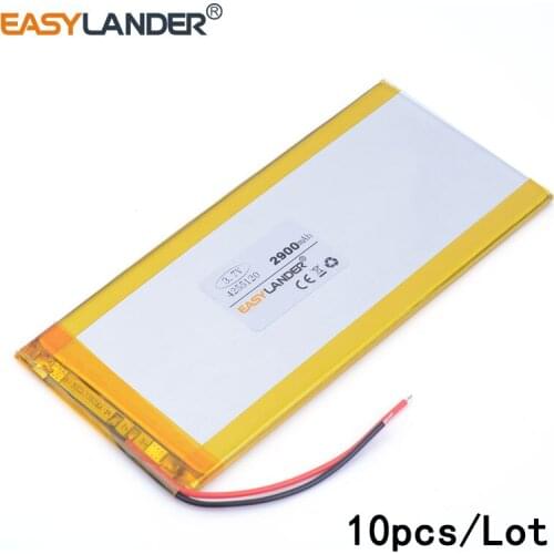 10pcs /Lot 3.7 V 4255120 2900mah lithium Li ion polymer rechargeable battery ultra-thin high-capacity tablet video game e-book