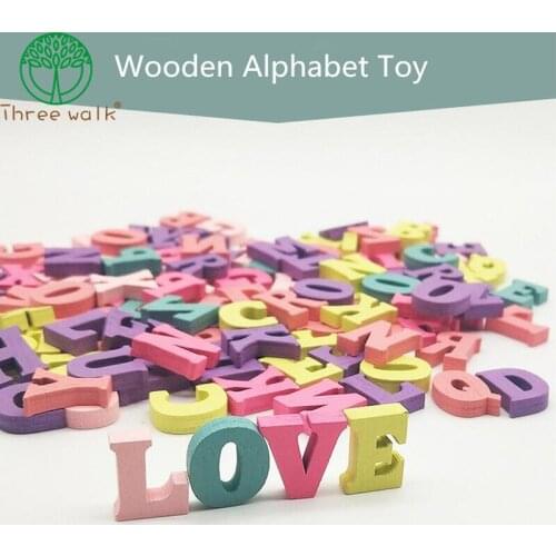 100pcs 15mm Mixed Color Pink Kids Alphabet Letter Beads DIY Good Wooden Beads For Jewelry Making Decoration