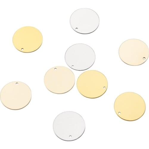 24pcs Brass Pendants Flat Round Charms for Bracelet Necklace Chain Jewelry Making DIY Accessories 3 Colors 20x0.5mm