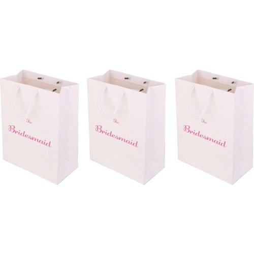 MagiDeal 3pcs Large The Bridesmaid Printed Wedding Party Paper Gift Favour Bag with Handle White