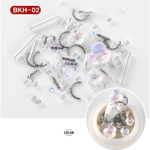 3D Natural Artificial Leaf Mixed Natural Shell Flowers Floral Charms Metal Nail Rivets Studs Japanese DIY Nail Art Decorations